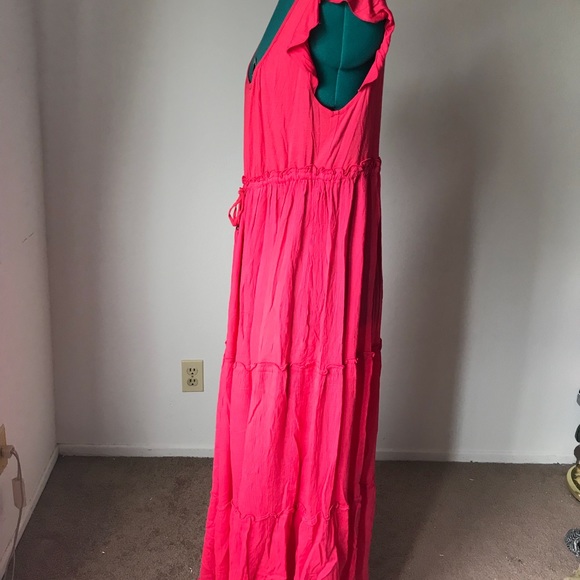 SOLDLong comfy pink flowey summer dress sz M - Picture 3 of 5